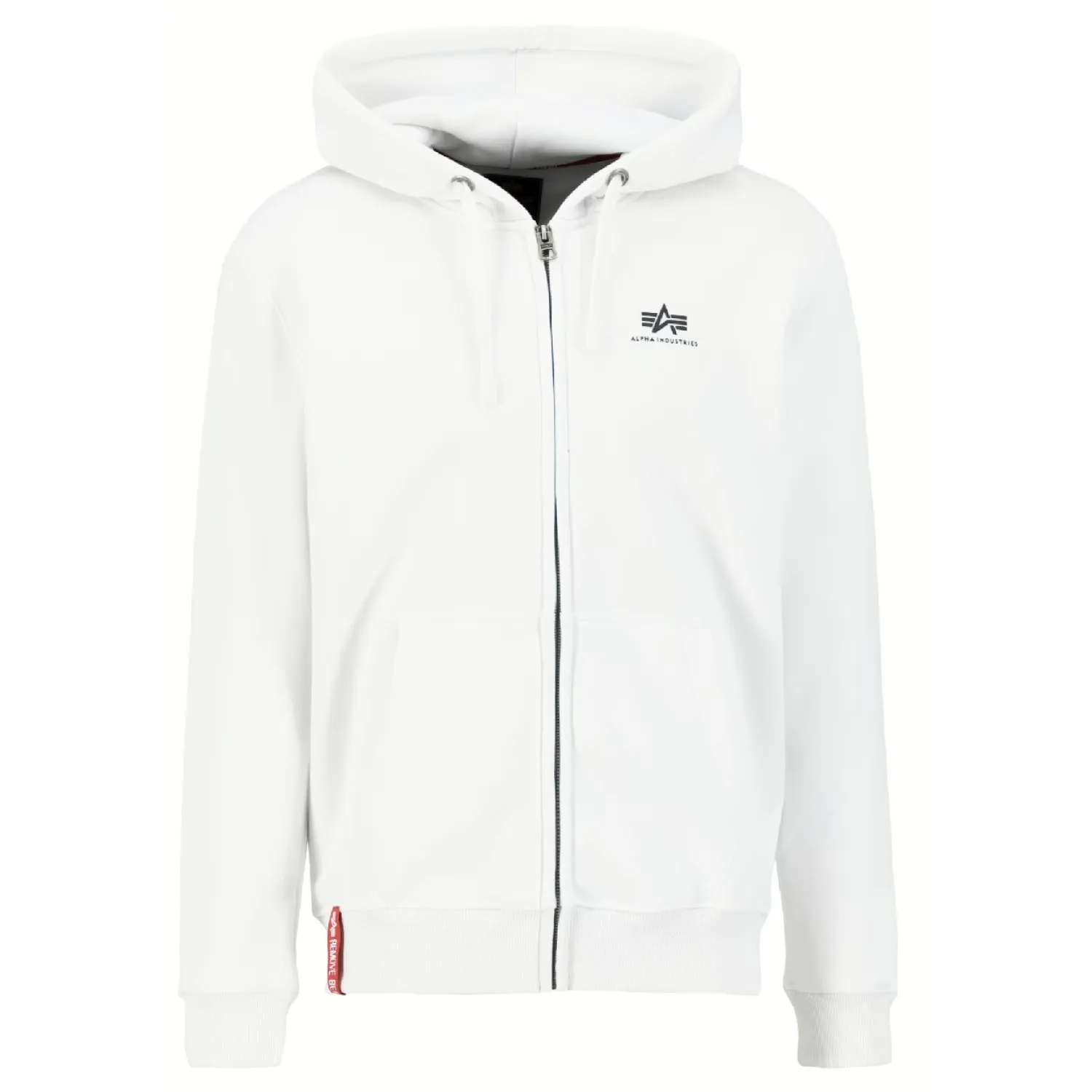 Bluza rozpinana z kapturem Alpha Industries Basic Small Logo 118342 09 - Biała