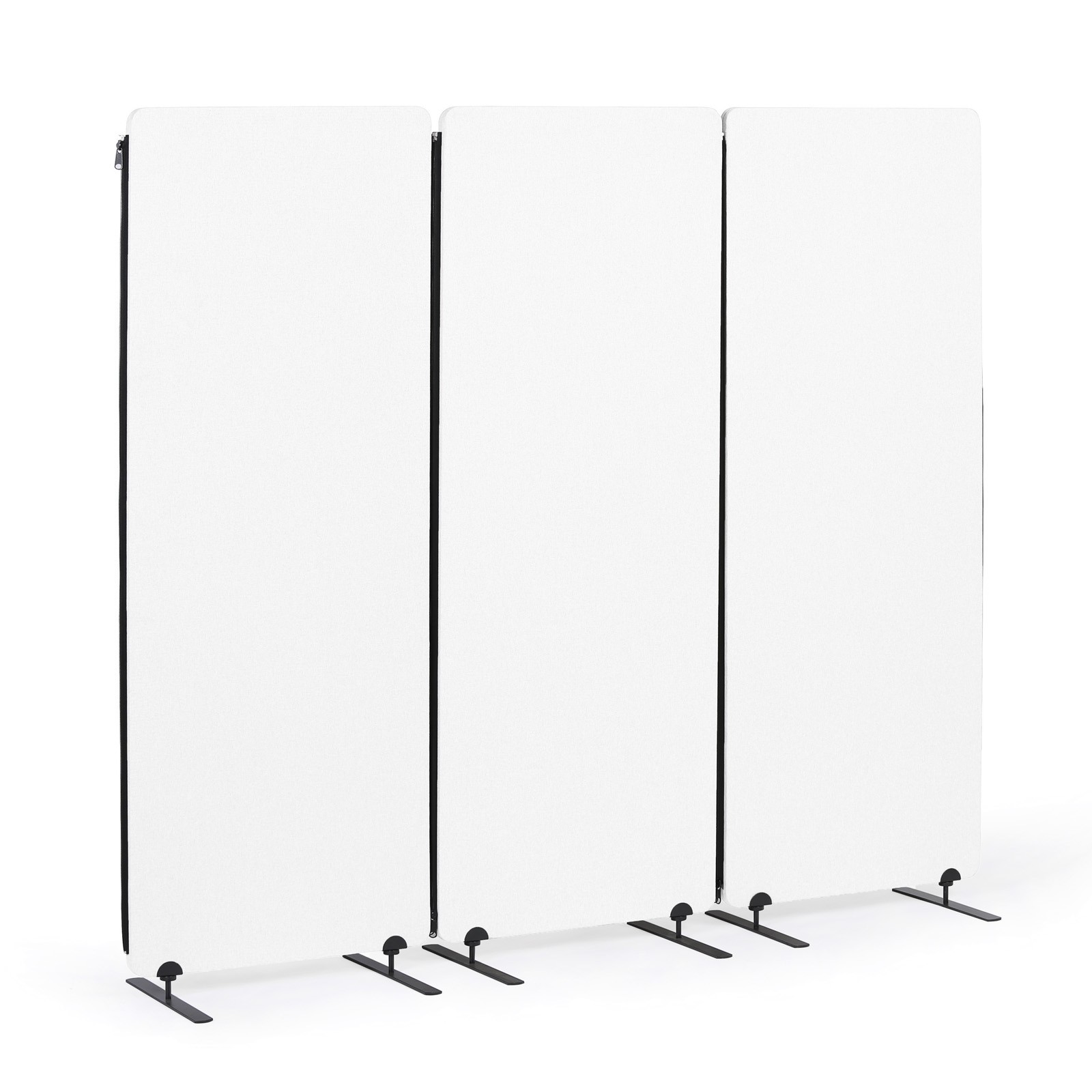 Akustyczny parawan, ścianka działowa 160 x 60 cm, 3 sztuki w opakowaniu, 100% poliester, połączenia na zamek błyskawiczny, biały