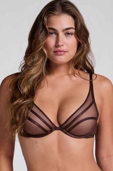 Hunkemöller Nieusztywniany biustonosz z fiszbinami Rianne Brązowy
