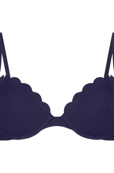 Hunkemöller Scallop biustonosz bikini z wkładkami i fiszbinami Niebieski