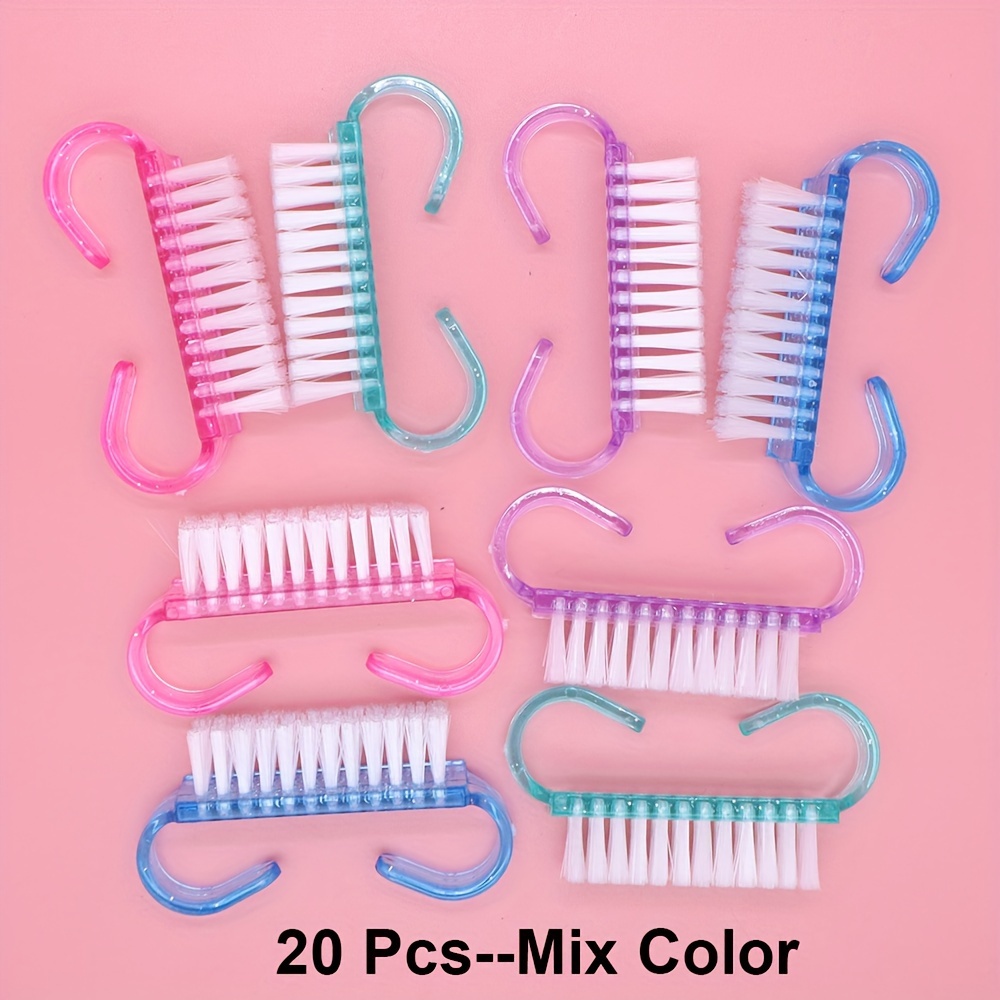 TEMU 20-pak kolorowych plastikowych szczotek do czyszczenia paznokci, brokatowe szczotki do manicure i pedicure, usuwanie pyłu, miękkie włosie do