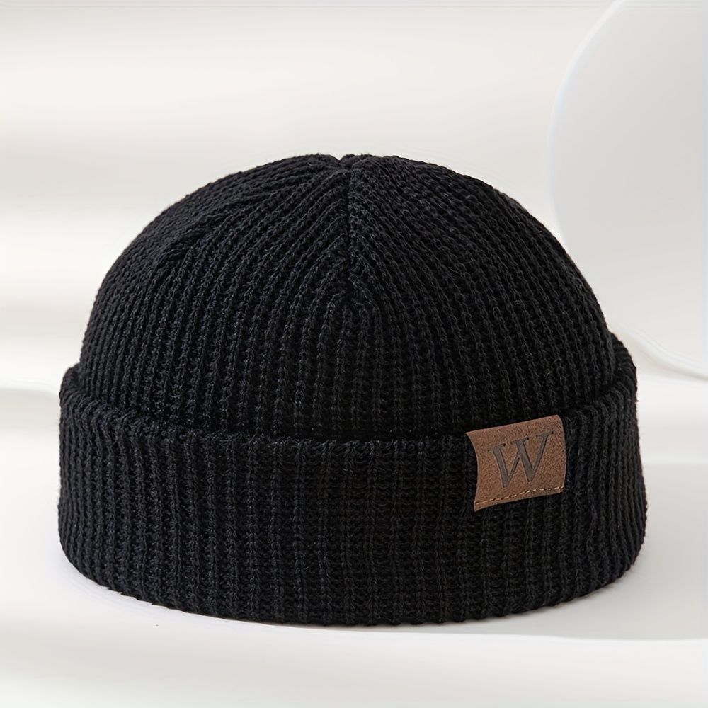 TEMU MAKEFGE Elastyczna Czapka Beanie dla Nastolatków - Lekki 100% Akrylowy Zimowy Kapelusz z Naszywką Logo, Czarna Czapka na Cały Rok do Prania w