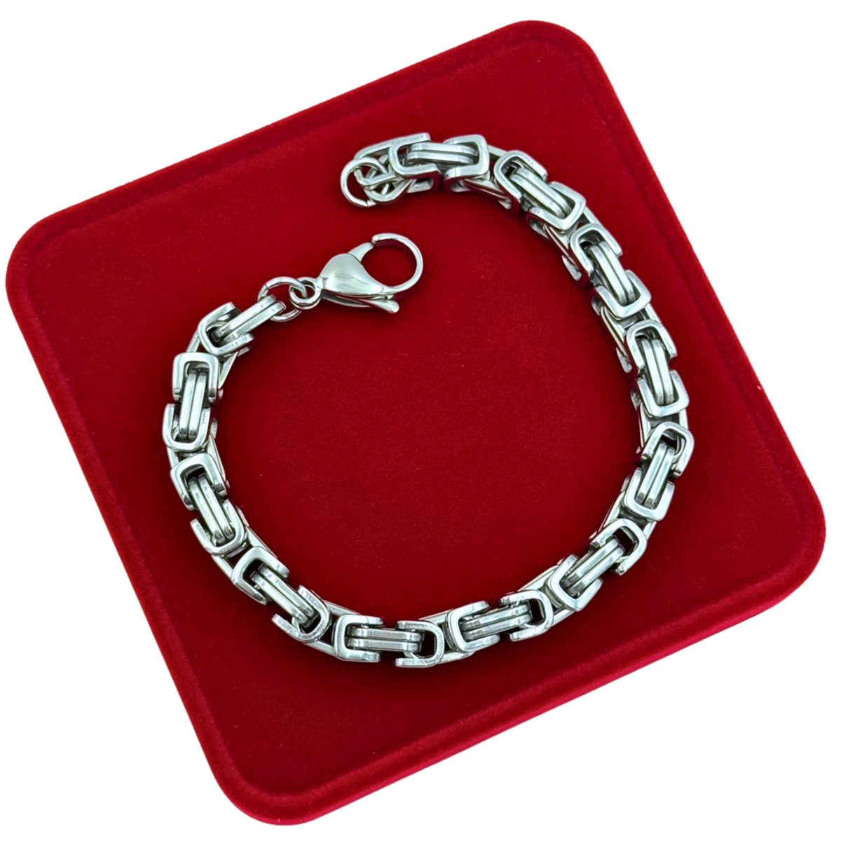 Bransoletka M��ska Srebrna Splot Kr��lewski Bizantyjski 23cm x 6mm - Stal Chirurgiczna