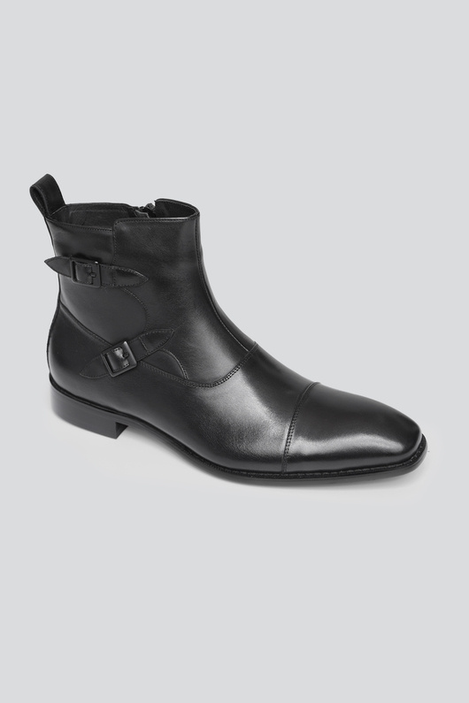 Czarne botki męskie z klamrami 00002B90KWA