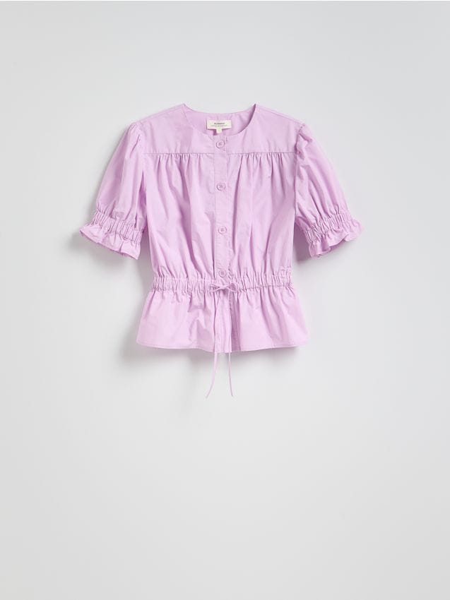 Reserved - Bluzka z baskinką - intensywny róż