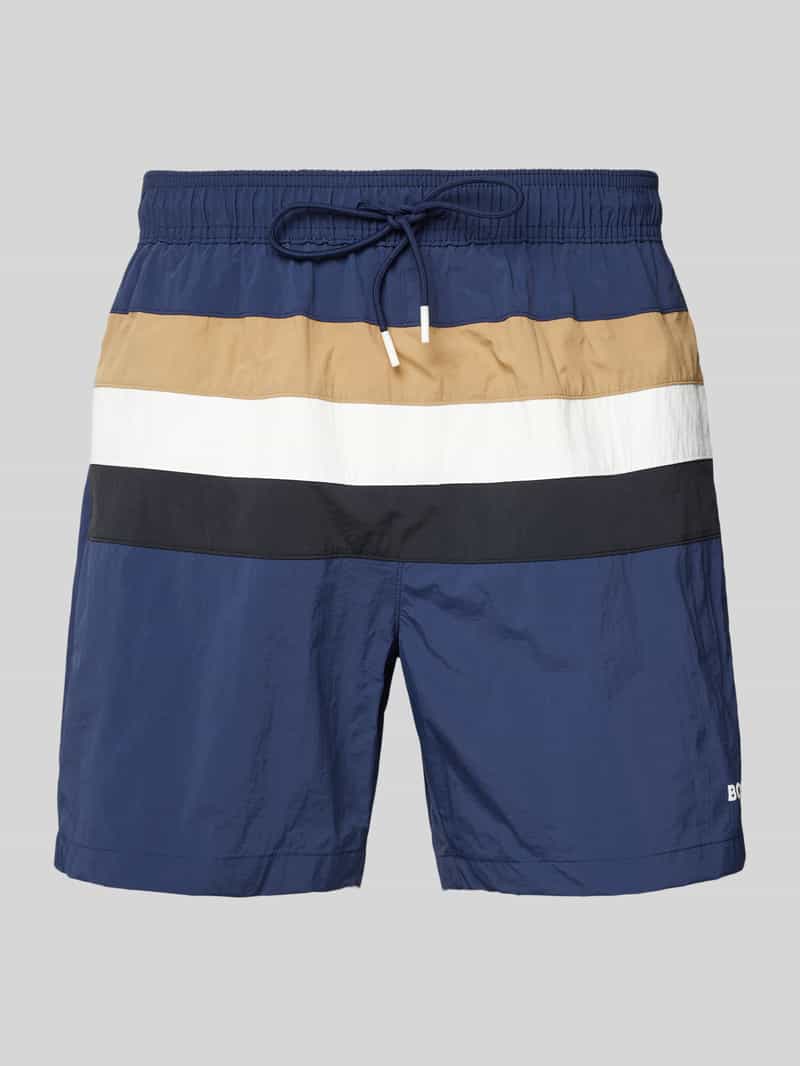 Spodenki kąpielowe o kroju relaxed fit z nadrukiem z logo model ‘Louis’