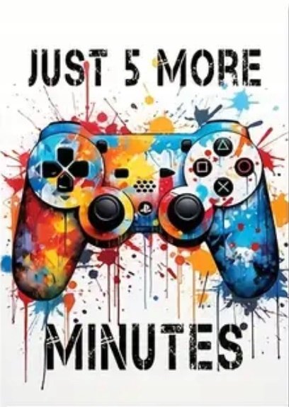 Plakat A3 w ramie Gracz GamerJust 5 more minutes dekoracja pokoju Art