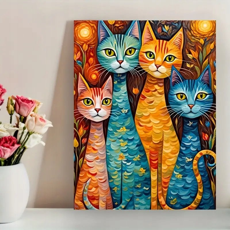 Plakat A3 w ramie dekoracja pokoju Art Kotki Koty humor zabawny plakat