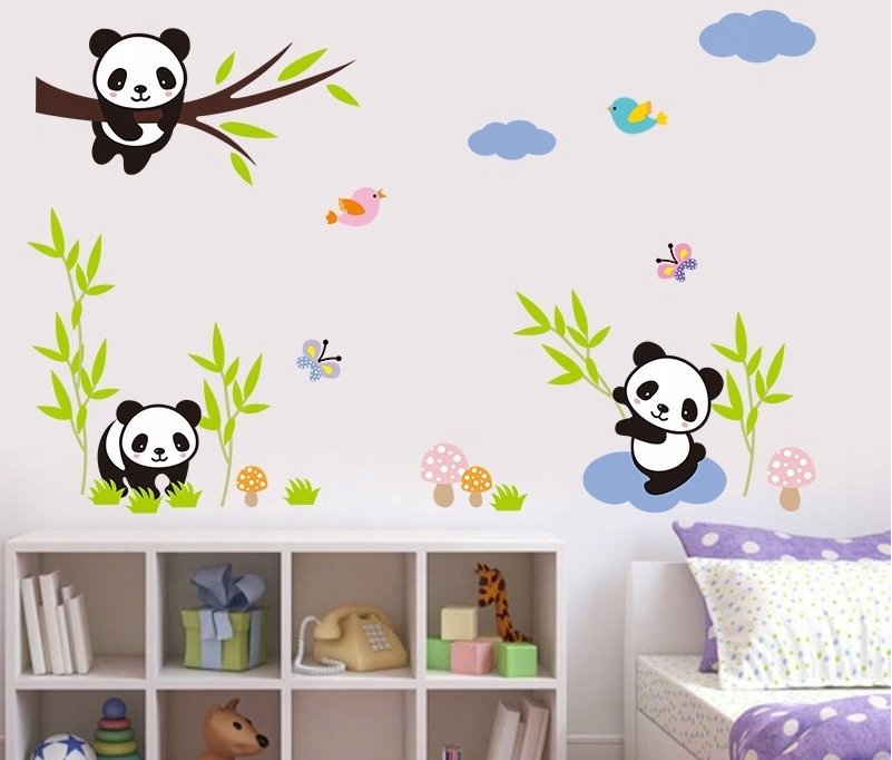 Naklejka ścienna dekoracja Misie Panda Gałązki