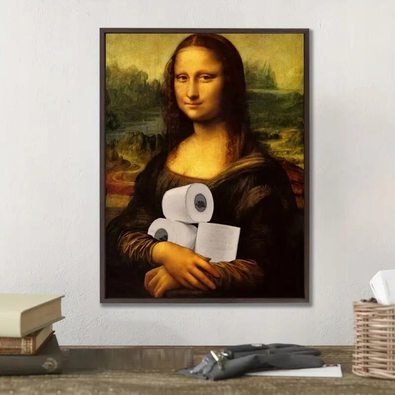 Plakat A3 w ramie dekoracja pokoju Art Mona Lisa humor zabawny plakat