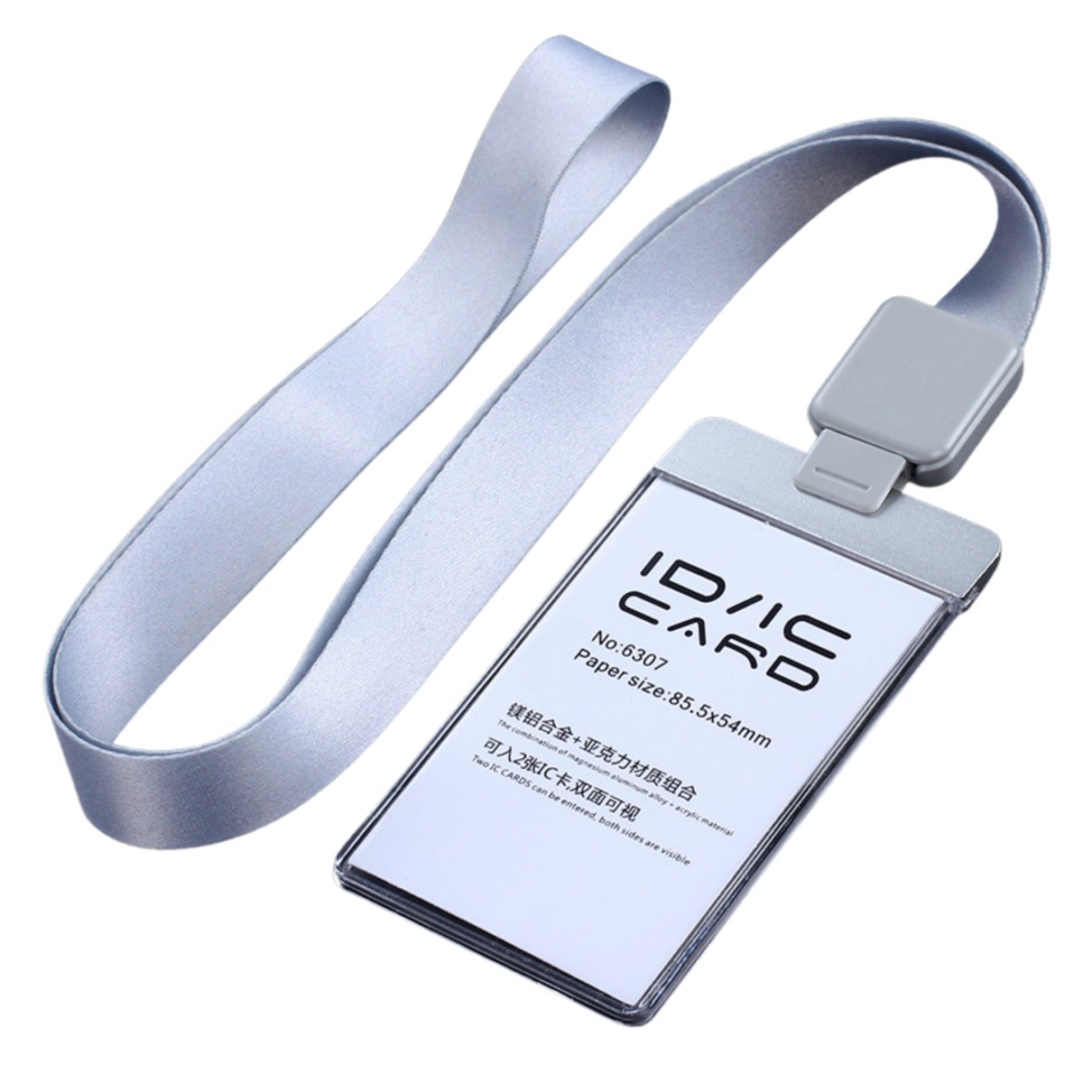 Elegancki holder - Identyfikator na smyczy Premium JASNY SZARY / Dezhi