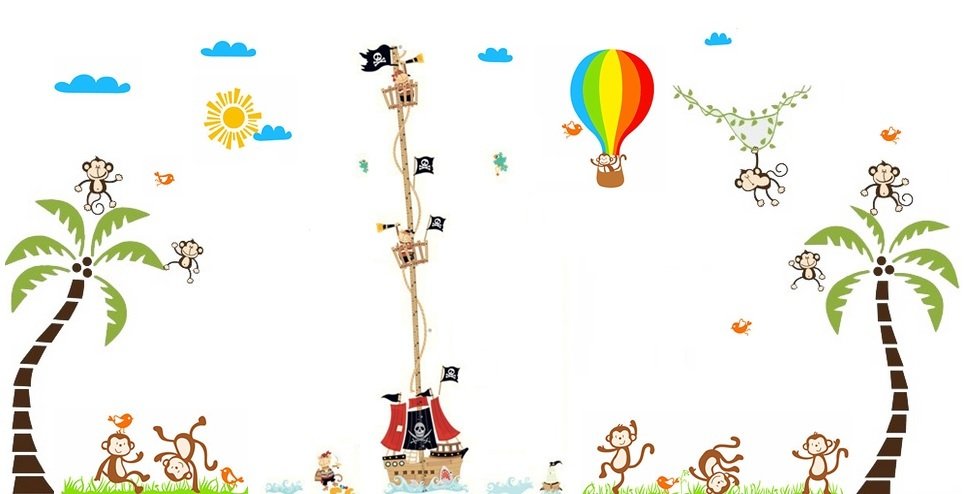 Naklejki na ścianę DRZEWO PALMY PIRACI MAŁPKI XXXL