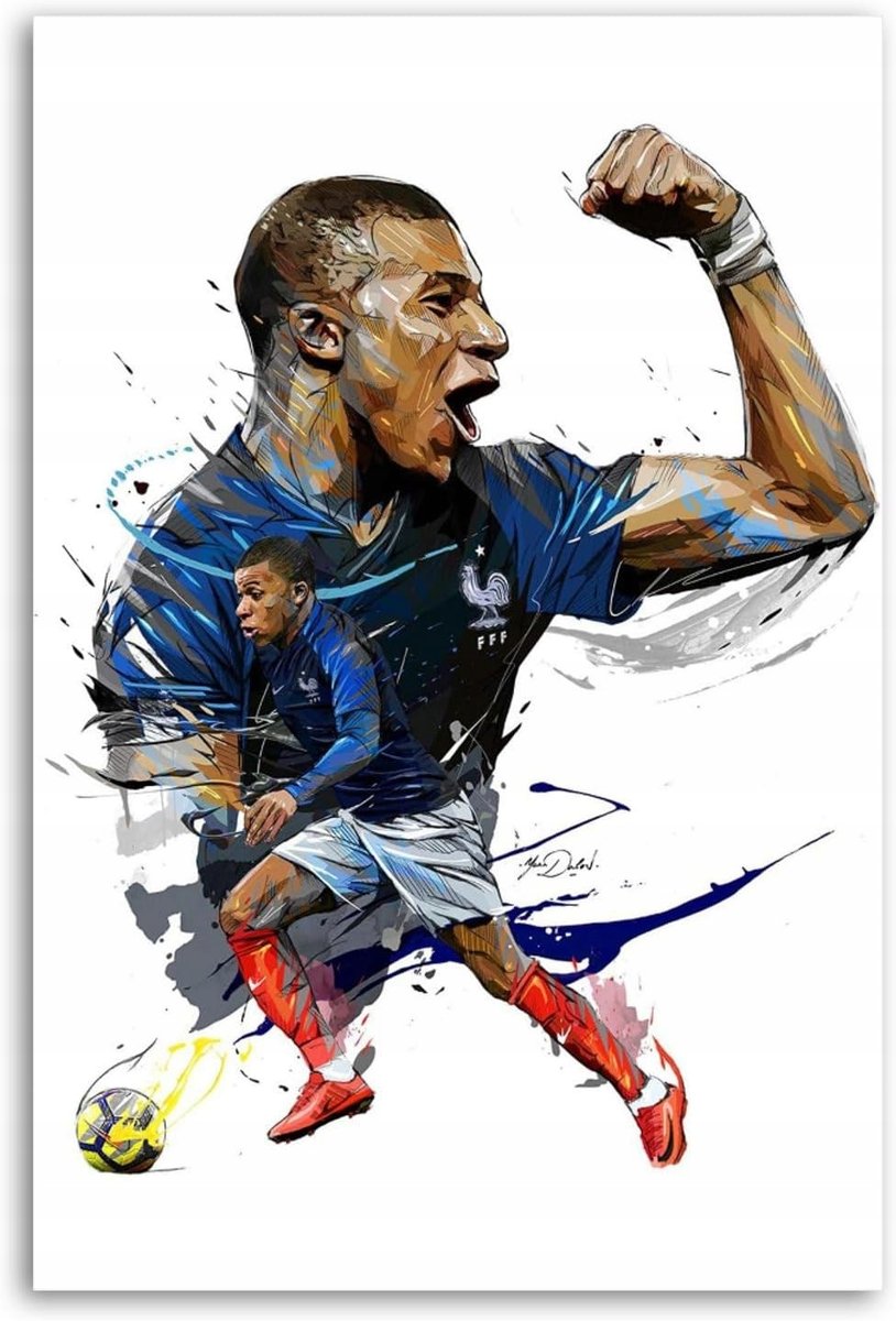Plakat A3 w ramie Kylian Mbappe dekoracja pokoju Art Piłka nożna sport