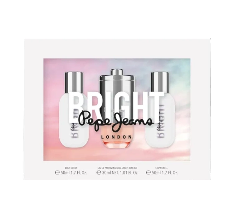 PEPE JEANS BRIGHT FOR HER WODA PERFUMOWANA SPRAY 30ML + BALSAM 60ML + ŻEL 60ML