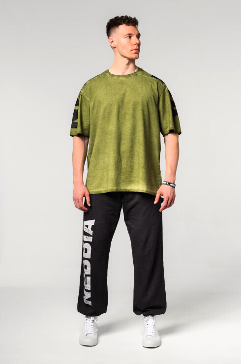 Koszulka męska Nebbia Washed-off Oversized T-shirt LIFTING CLUB Green XXL