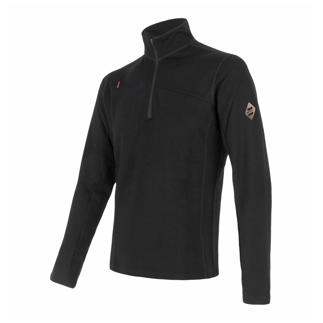 Męska bluza Sensor Merino Upper krótki zamek Rozmiar: S / Kolor: czarny
