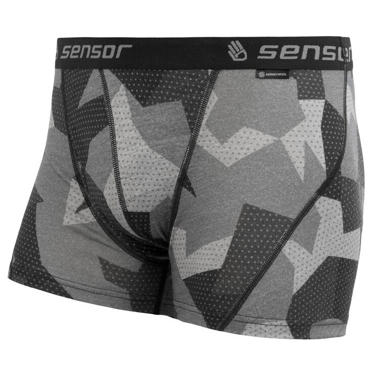 Męskie bokserki Sensor Merino Impress Rozmiar: S / Kolor: czarny/szary