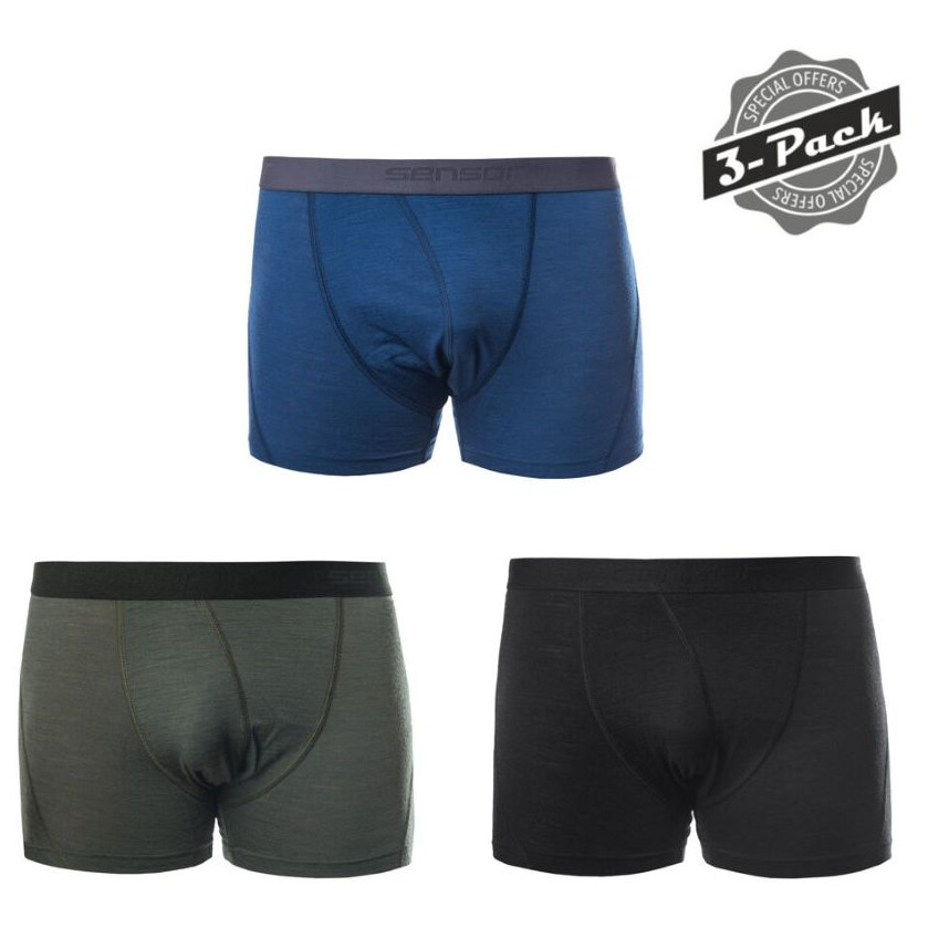 Spodenki męskie Sensor Merino Air 3 Pack Rozmiar: S / Kolor: czarny/niebieski