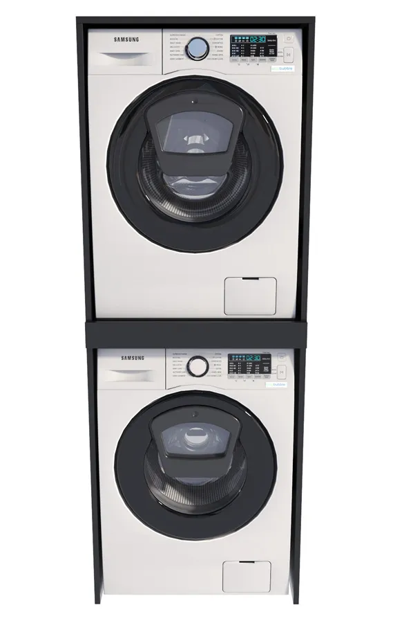 Czarna klasyczna szafka na pralkę i suszarkę T5-S28