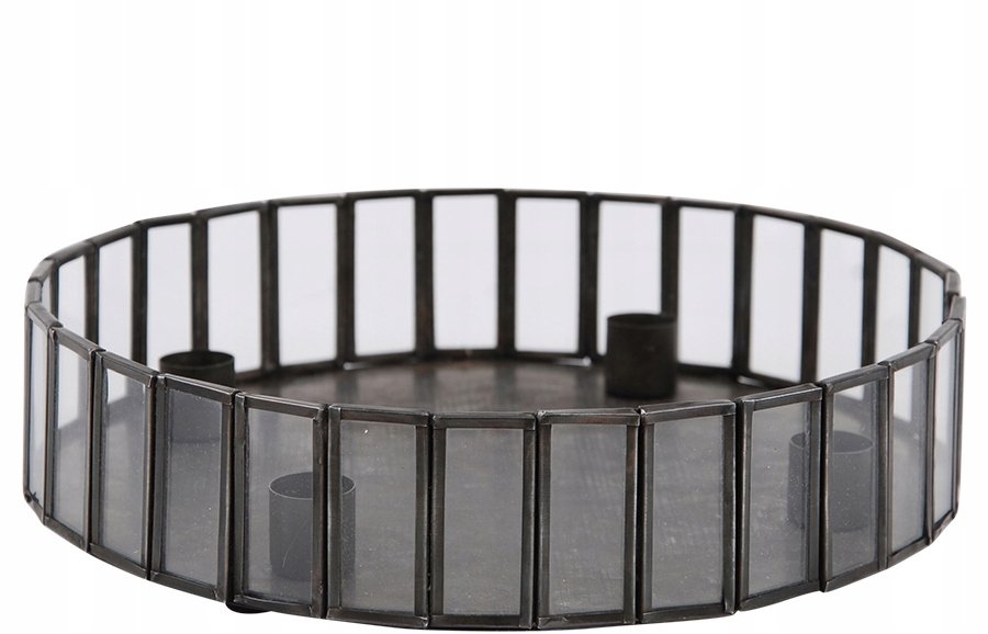 ŚWIECZNIK MARION tacka metal / szkło śr. 26cm