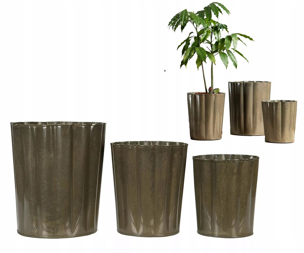 DONICZKA DO STORCZYKA WYSOKA METALOWA BRĄZOWA donica osłonka 3 szt.