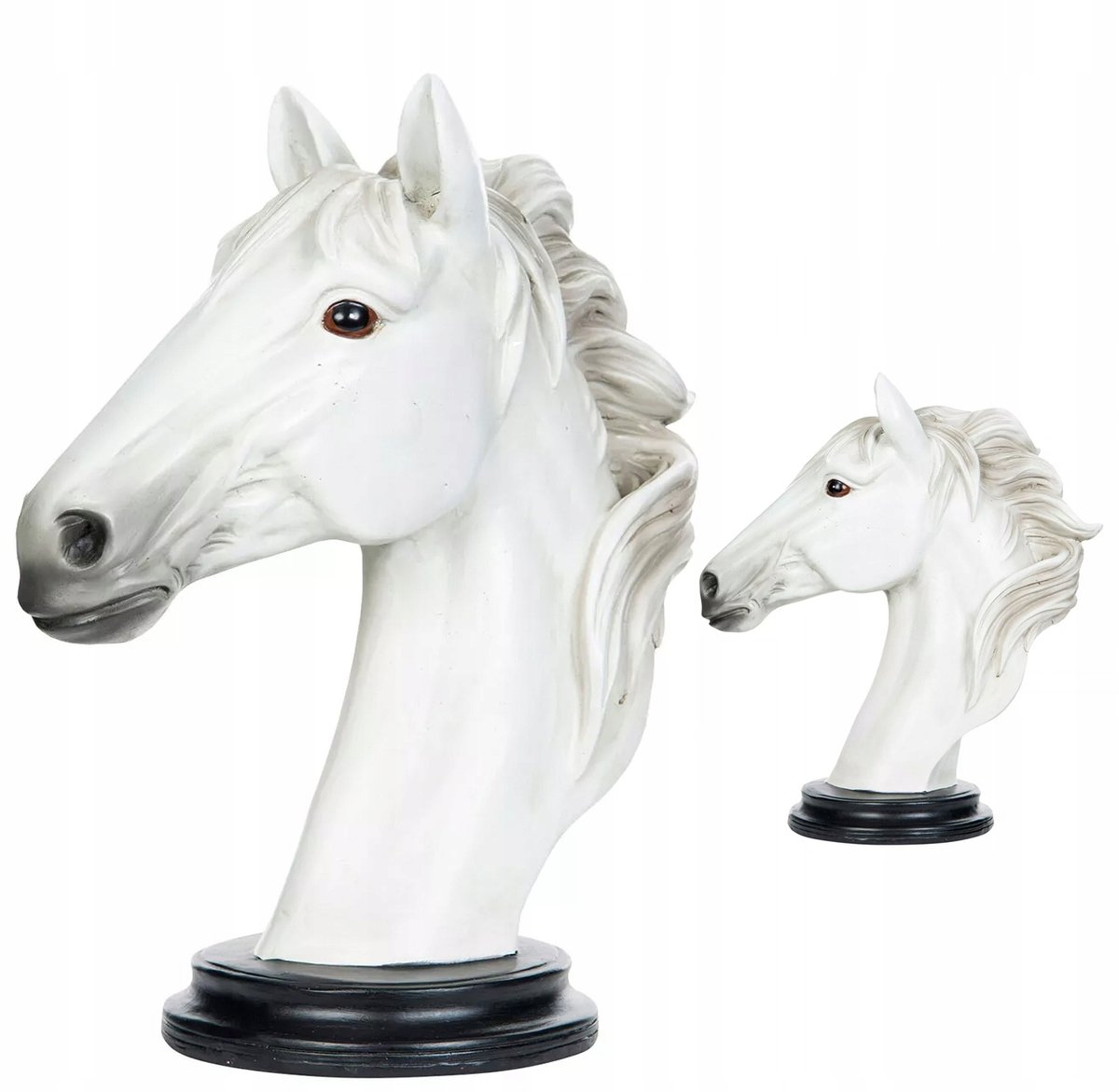FIGURKA KOŃ GŁOWA KONIA BIAŁA popiersie statua dekoracja do salonu 28cm