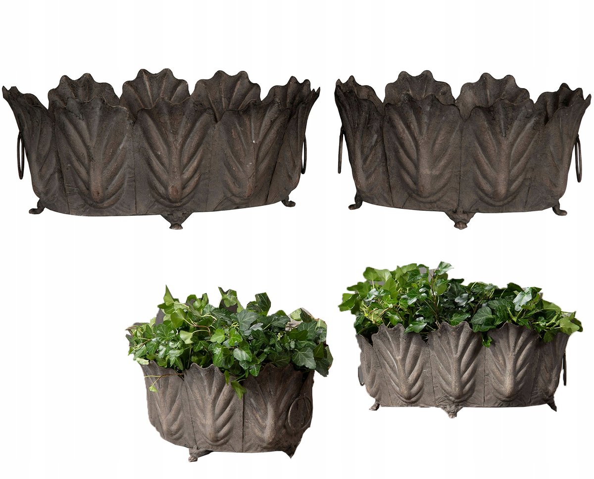 DONICZKA DUŻA KWIAT METALOWA SZARA do salonu łazienki osłonka 2 szt.