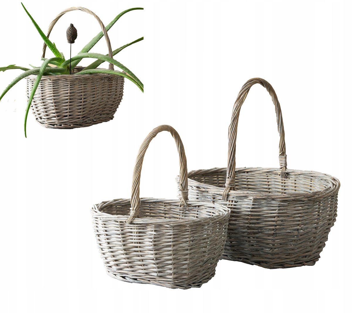 DONICA OSŁONKA WIKLINA KOSZ naturalny boho szary 2 szt.
