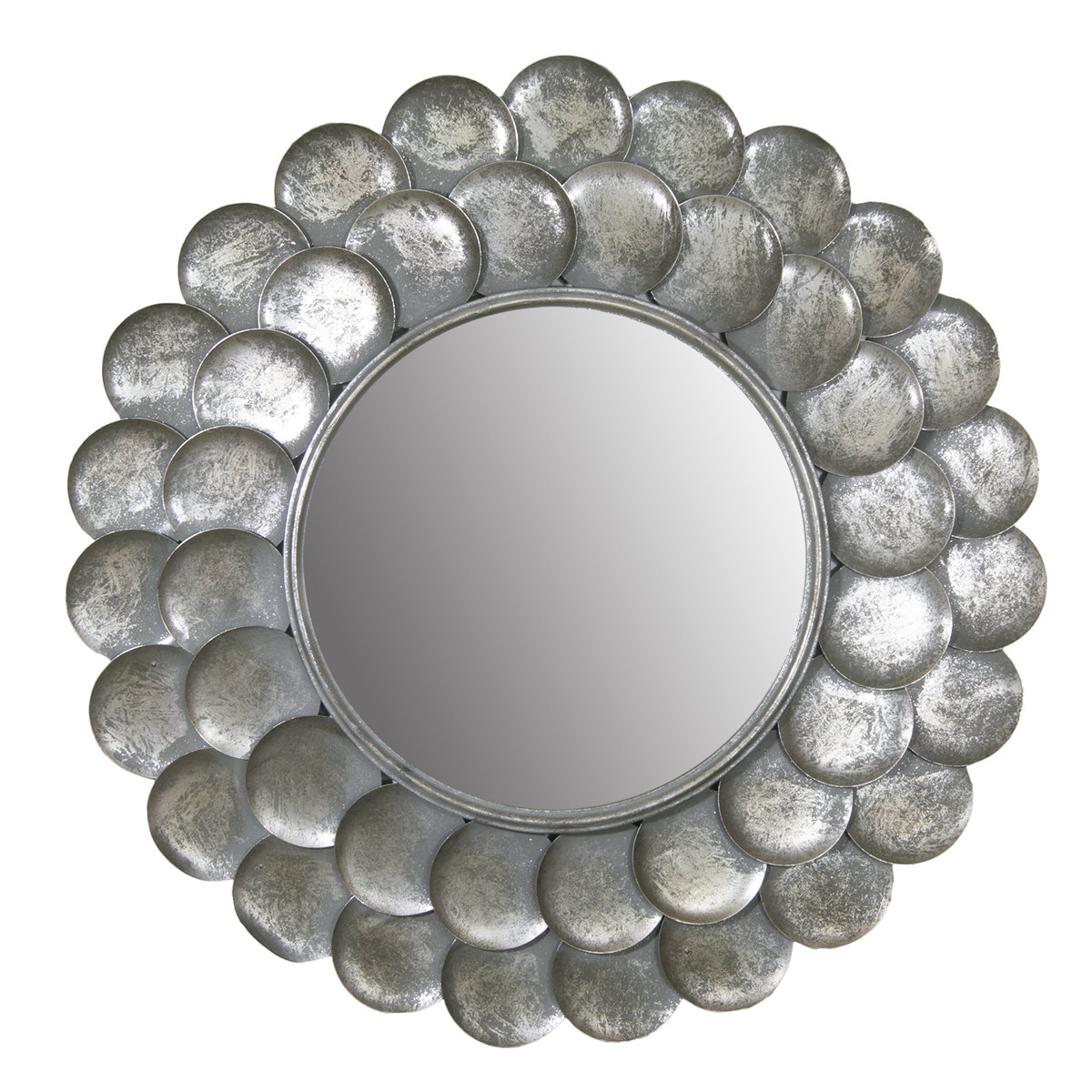 LUSTRO FAZOWANE w kółka, srebrne śr. 74cm