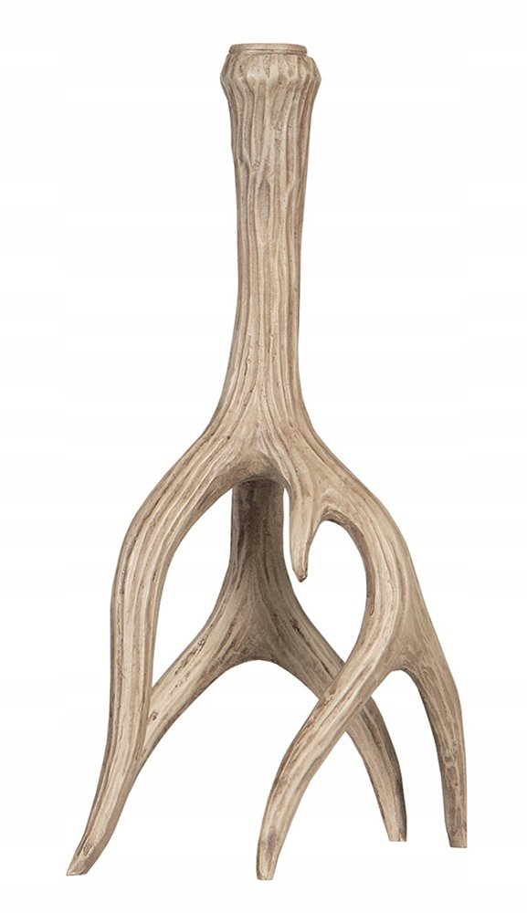 ŚWIECZNIK świąteczny RÓG RENIFERA beżowy wys. 29cm