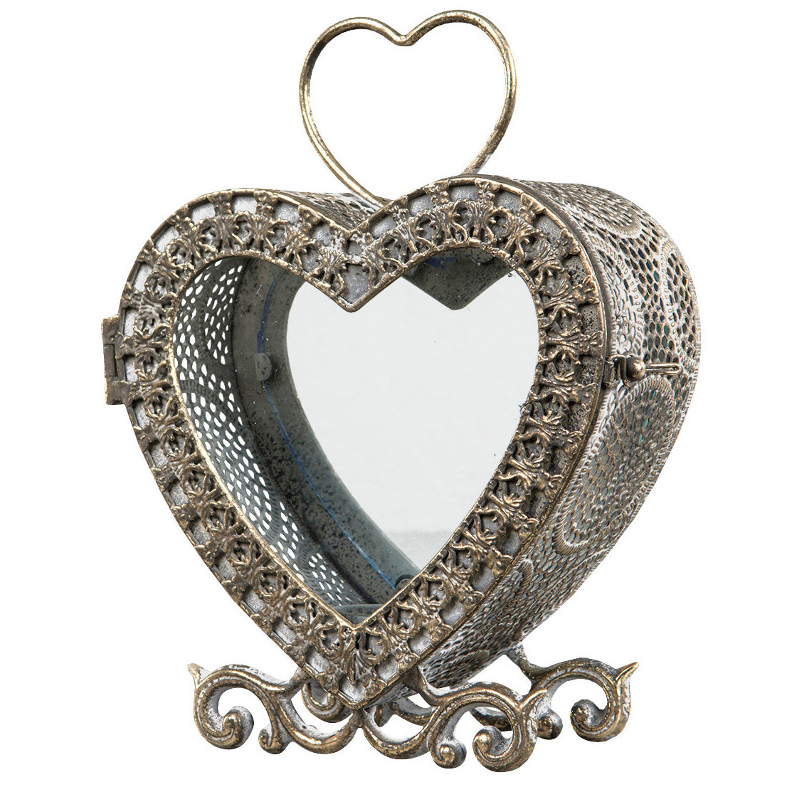 ŚWIECZNIK W KSZTAŁCIE SERCA retro STARE ZŁOTO do salonu sypialni wys. 26cm