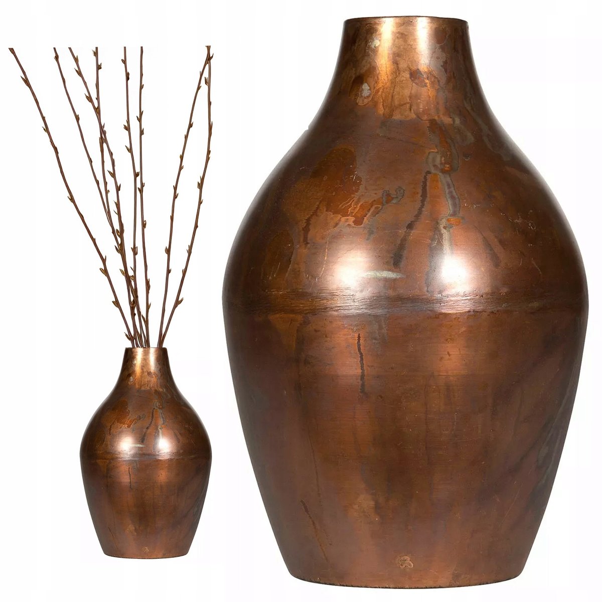 WAZON DUŻY WYSOKI 32cm LOFT METALOWY rdzawy na kwiaty gałęzie do salonu