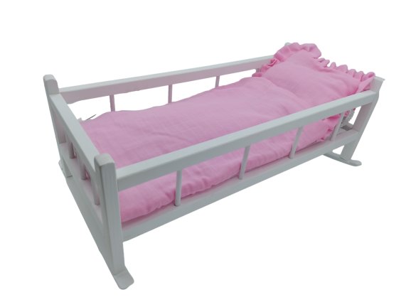 KOŁYSKA ŁÓŻECZKO DLA LALEK DUŻA 2W1 MUŚLIN RÓŻOWA