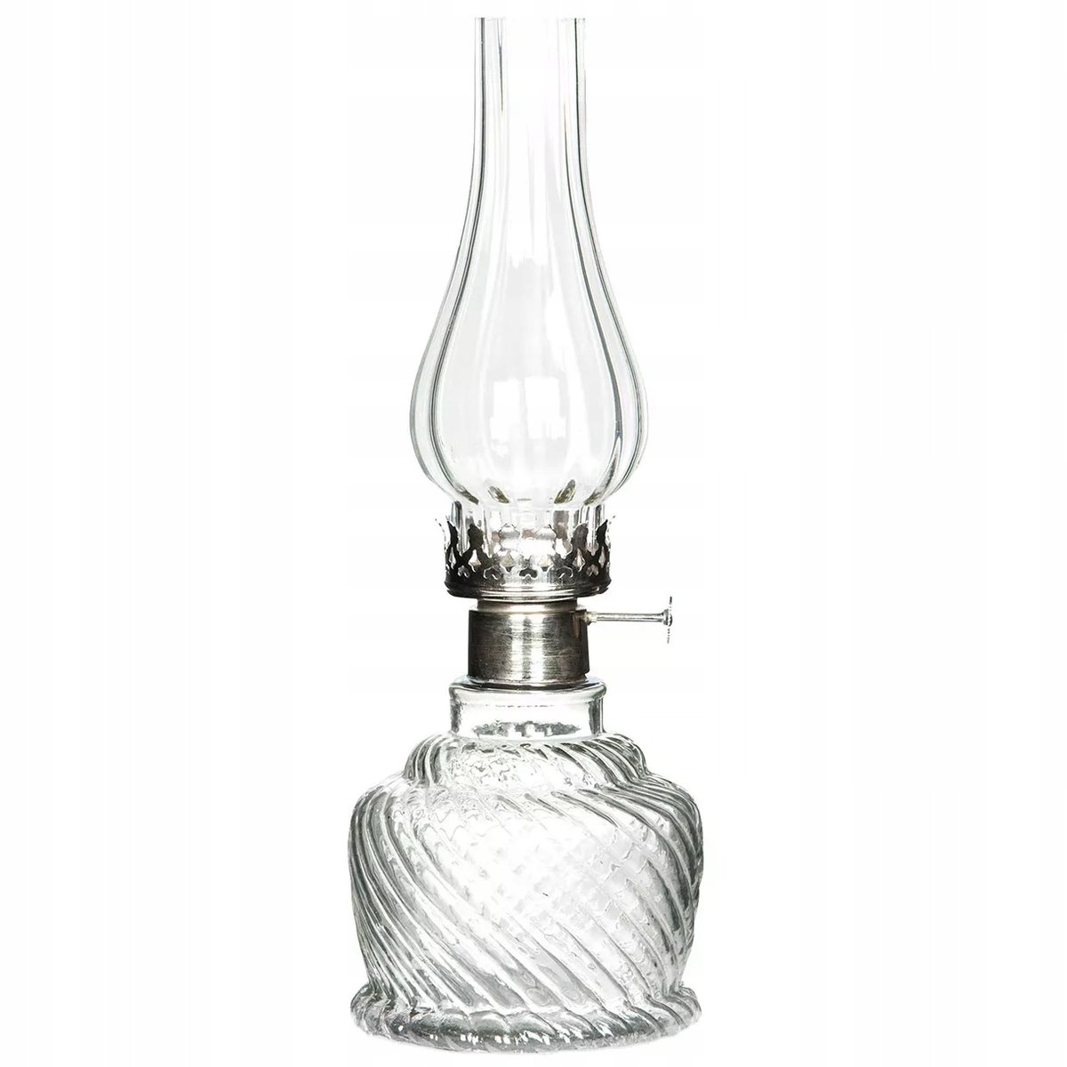 ŚWIECZNIK TEALIGHT SKANDYNAWSKI lampa naftowa szklany przezroczysty 34cm