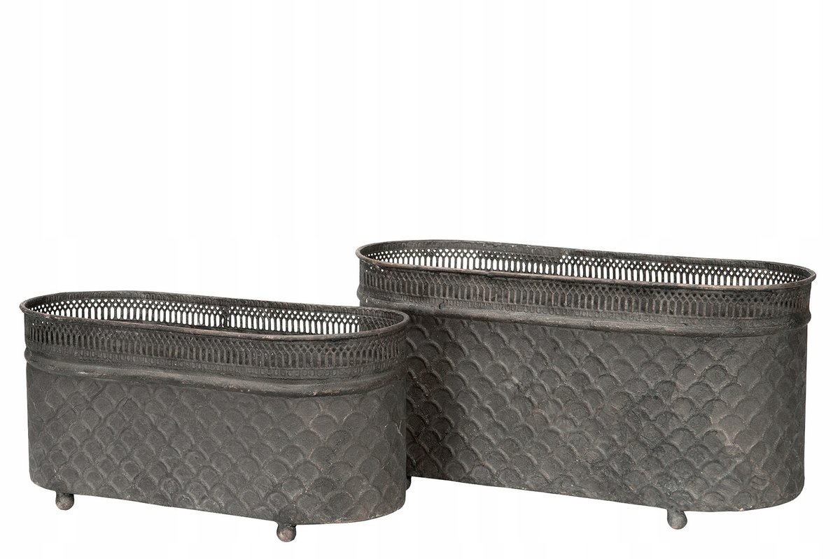 2 szt. DONICZKA STYL LOFT METALOWA postarzany czarny korytko