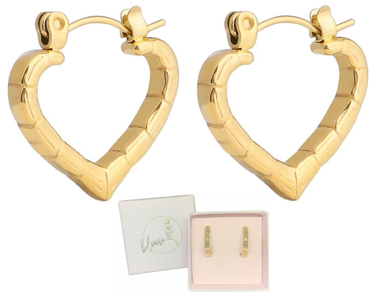 Złote kolczyki stał chirurgiczna, stal nierdzewna motyw serce + pudełko