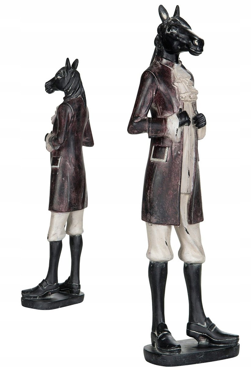 FIGURKA KOŃ 42cm do salonu dekoracyjna czarna ozdoba dekoracja retro