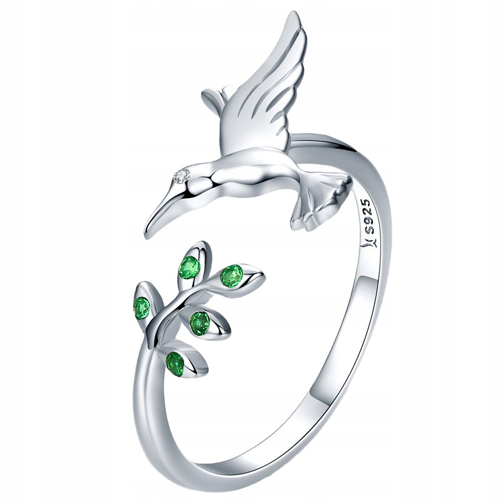 Srebrny PIERŚCIONEK KOLIBER GAŁĄZKA srebro pr 925 PS030