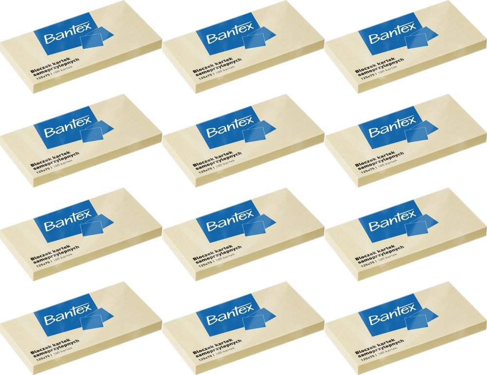 Bloczki Samoprzylepne, Żółte kartki samoprzylepne 125x75 100szt x 12
