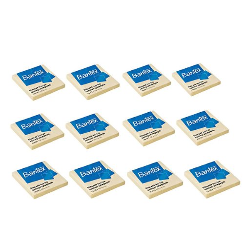 Bloczki Samoprzylepne, Żółte kartki samoprzylepne 75x75 100szt x 12