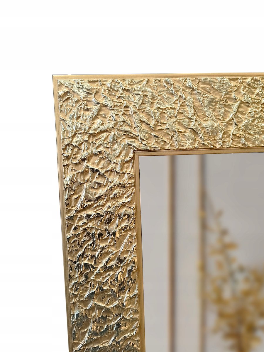 Duże Lustro w bogatej ZŁOTEJ grubej 11cm ramie z drewna 120x60 z17