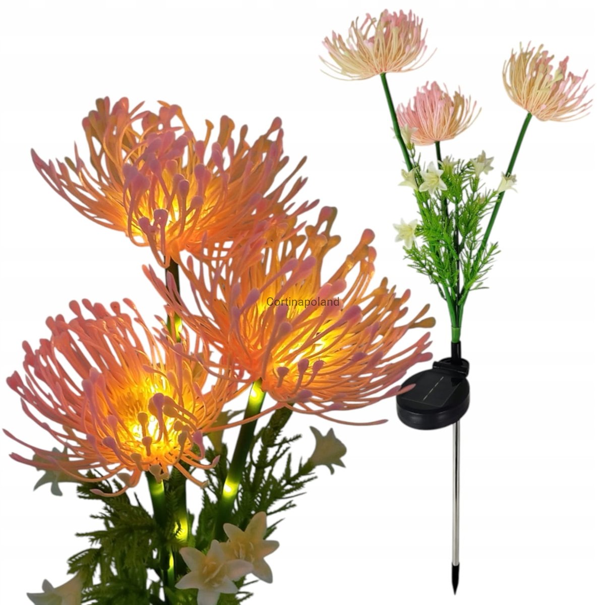 LAMPKA SOLARNA WBIJANA KWIAT RÓŻOWA LED LAMPKI SOLARNY KWIATEK CHRYZANTEMA