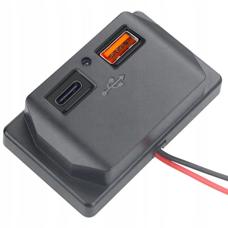 ŁADOWARKA SAMOCHODOWA MONTAŻOWA USB-C PD i QC3.0 KAMPER DIY itp.