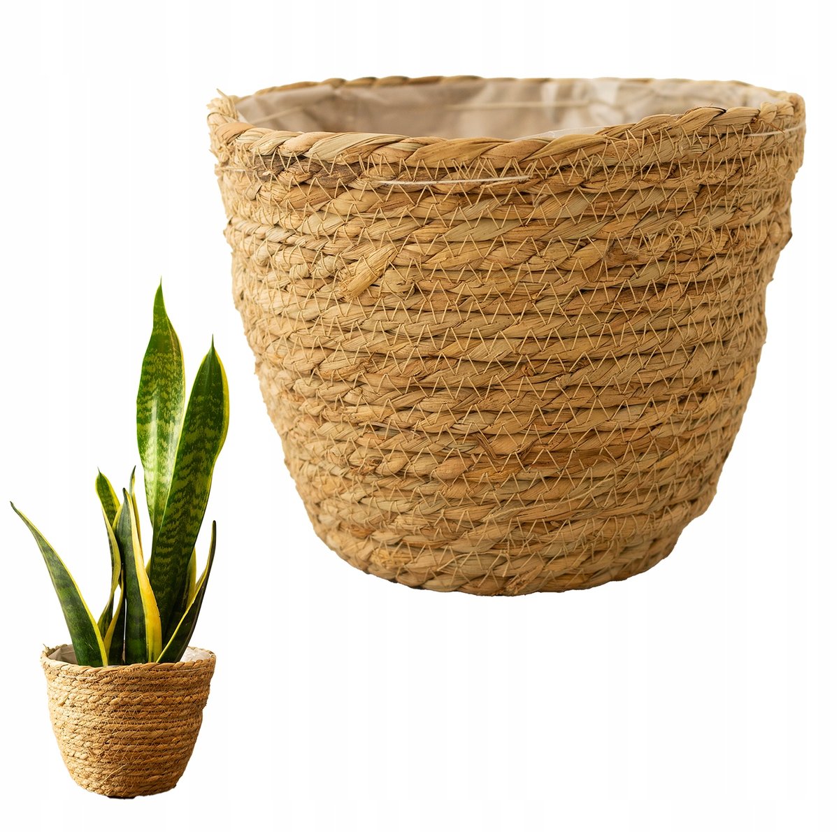 DONICZKA STYL BOHO DUŻA beżowa naturalna dekoracyjna okrągła doniczka 20cm