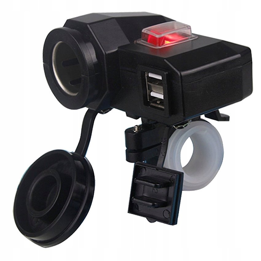ŁADOWARKA NA KIEROWNICE USB 3A GNIAZDO ZAPALNICZKI DO MOTOCYKLA
