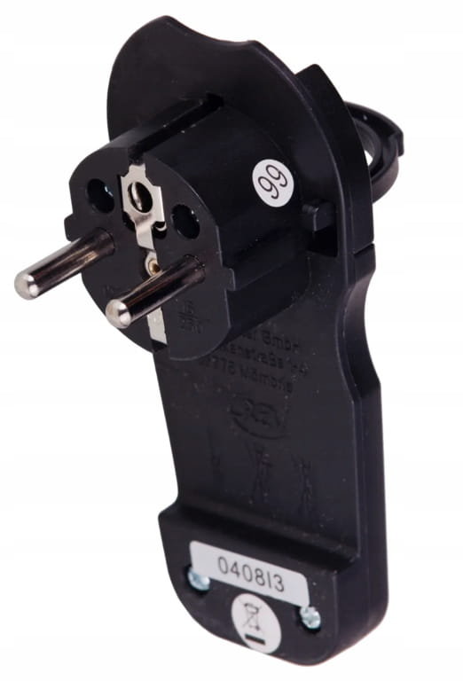 Wtyczka płaska z uchwytem czarna 7mm 2P+Z 16 A, 3500W Z uziemieniem