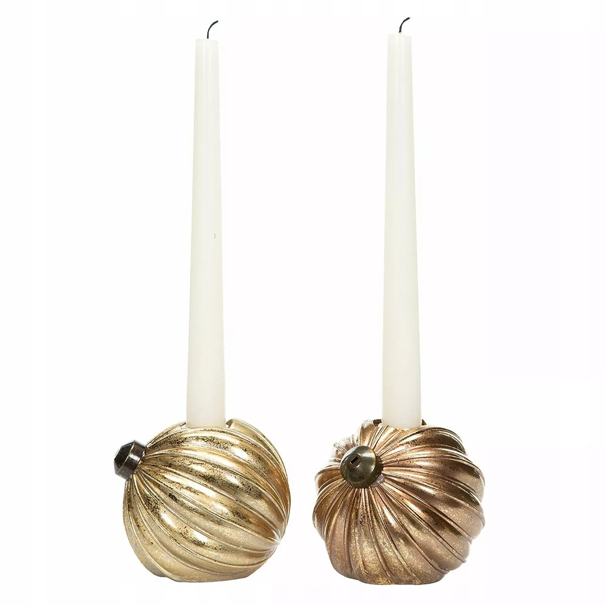 ŚWIECZNIK KANDELABR W KSZTAŁCIE BOMBEK kolor złoty /2/