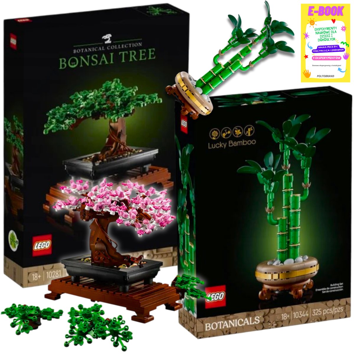 LEGO KLOCKI ZESTAW Botanicals ICONS - DRZEWKO BONSAI i BAMBUS KLOCKI KWIATY PREZENT + EBOOK