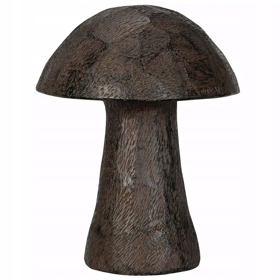 FIGURKA GRZYB boho dekoracyjna brązowa grzybek do salonu ogrodu 16cm