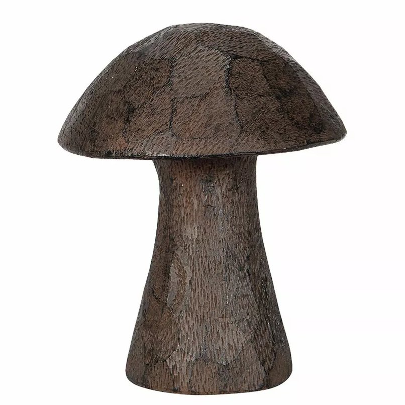 FIGURKA GRZYB dekoracyjna boho brązowa imitacja drewna 14cm grzybek